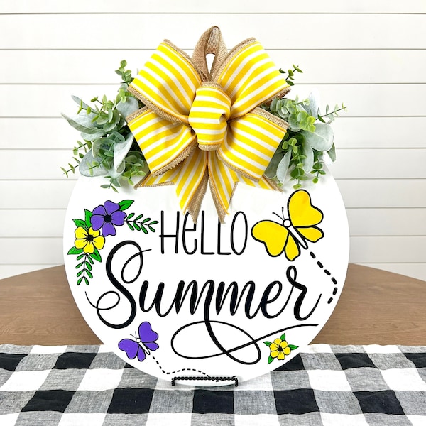 Summer Door Hanger | Summer Wreath | Summer Decor | Front Door Decor | Wood Wreath | Hello Summer | Summer Gift | Summer Porch Decor