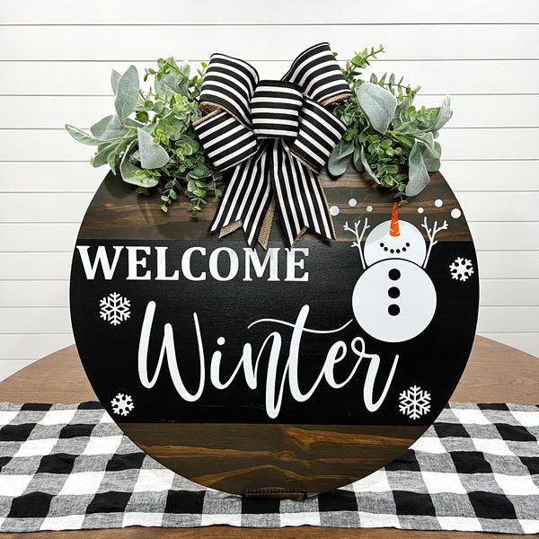 Welcome Winter Door Hanger | Snowman Door Hanger | Winter Wreath | Door Wreath | Winter Decor | Door Sign | Home Decor | Farmhouse Decor