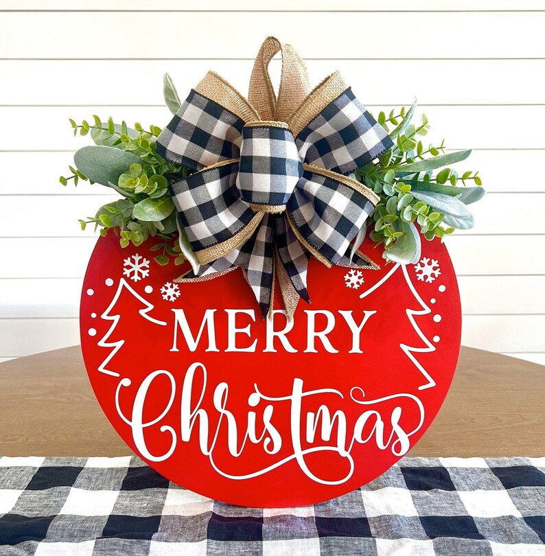 Christmas Door Hanger Christmas Wreath Christmas Decor Merry Christmas Sign Christmas Sign