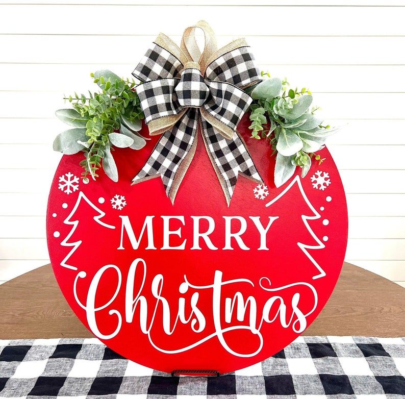 Christmas Door Hanger Christmas Wreath Christmas Decor Etsy