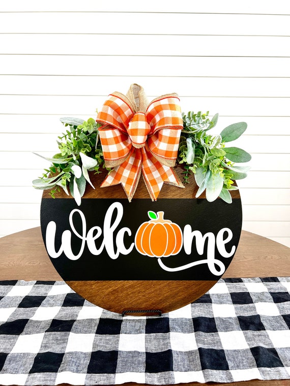 Pumpkin Welcome Door Hanger | Fall Door Hanger | Fall Wreath | Fall Porch Decor | Fall Door Decor | Front Door Decor | Fall Door Sign |