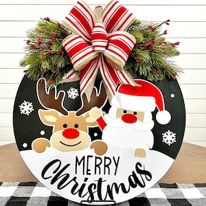 Christmas Front Door Decor | Christmas Door Hanger | Christmas Wreath | Christmas Door Sign | Merry Christmas Sign | Wreath For Christmas