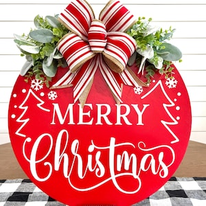 Christmas Door Hanger | Christmas Wreath | Christmas Decor | Merry Christmas Sign | Christmas Sign | Christmas Door Wreath | Wood Door Sign
