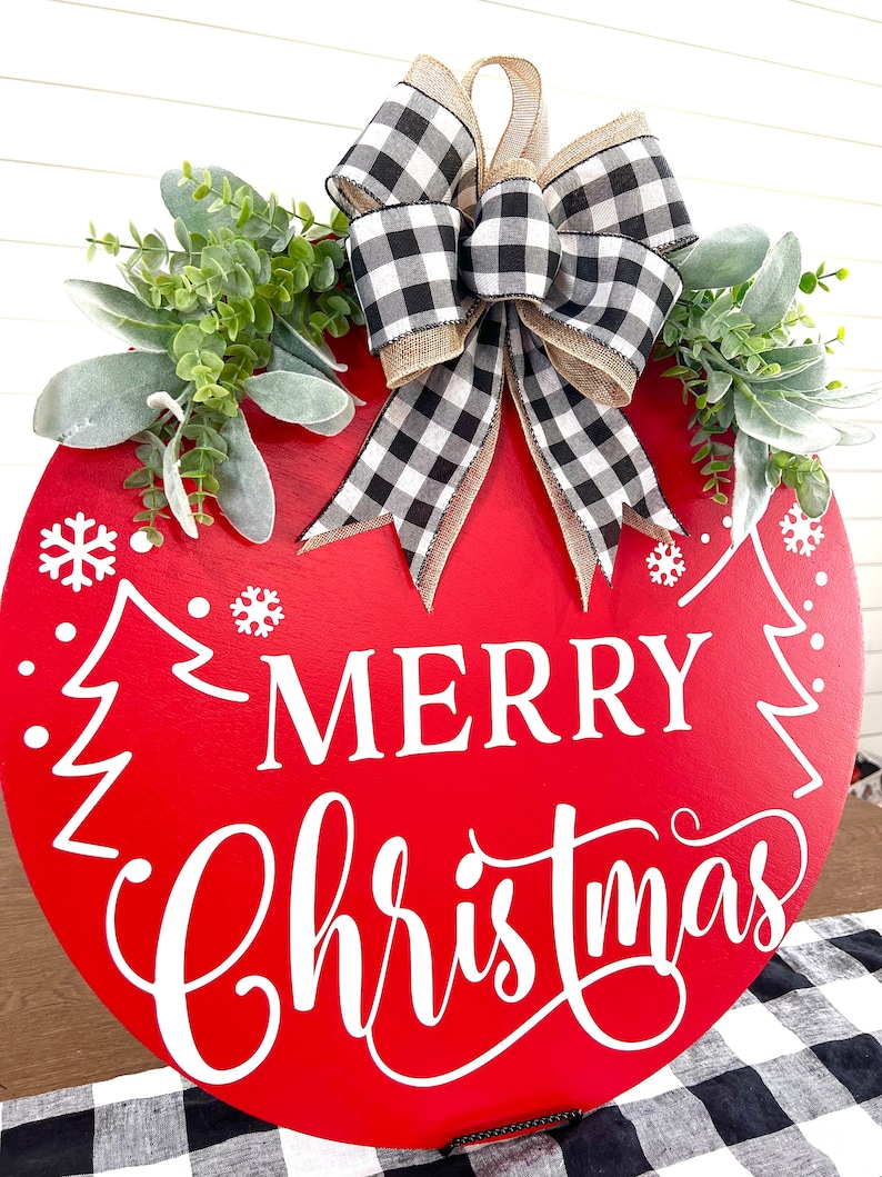 Christmas Door Hanger Christmas Wreath Christmas Decor Etsy