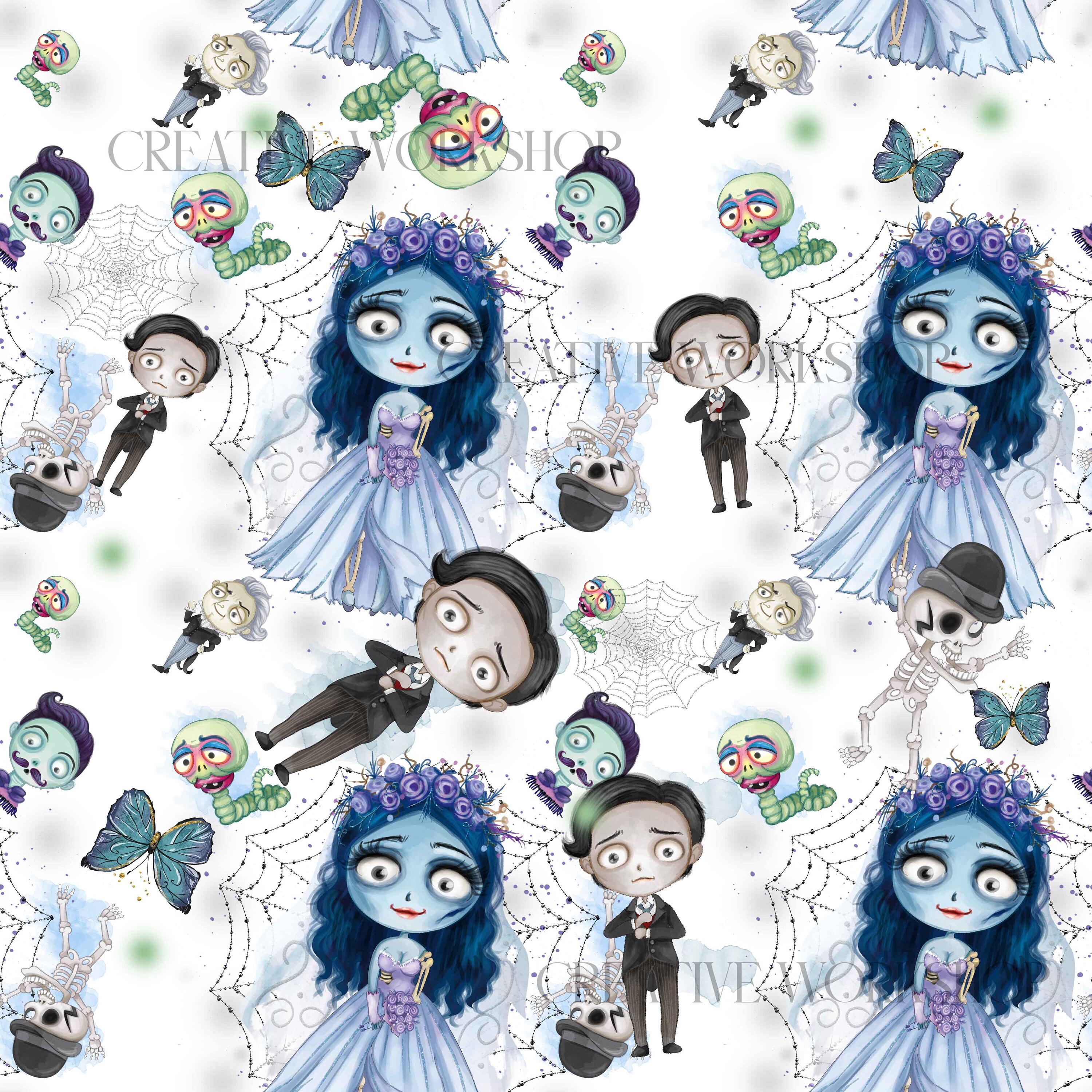 Corpse, Bride Seamless Design, Halloween Sublimation, Corpse Clipart ...