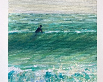 Dawn Patrol - Peinture originale de surf au lever du soleil