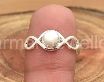 Natural Pearl 925 Sterling Silver Ring: Natural Gemstone Statement Jewelry Gift For Her