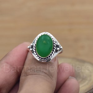 Green Onyx 925 Sterling Silver Ring: Handmade Gemstone Jewelry