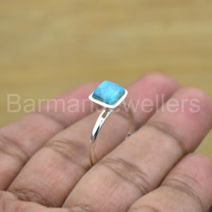 Square Mohave Turquoise Ring: Handmade Sterling Silver Statement Jewelry