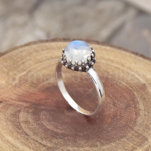 Rainbow Moonstone Ring: Bohemian 925 Sterling Silver Handmade Jewelry