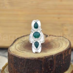 Green Onyx 925 Sterling Silver Ring: Handmade Designer Jewelry
