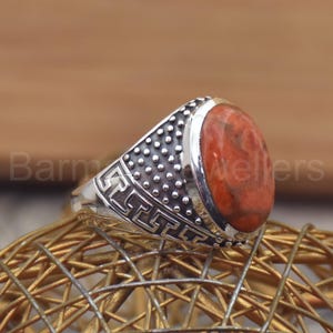 Handmade Coral Ring: 925 Sterling Silver Gemstone Jewelry