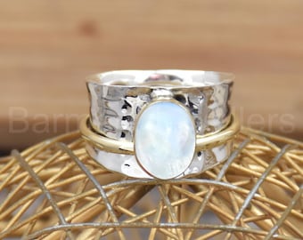 ムーンストーンリング：ハンドメイド925スターリングシルバーの