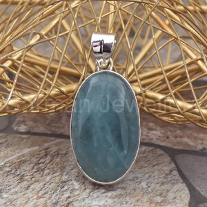 Aquamarine Gemstone Pendant, 925 Sterling Silver Pendant, Natural Stone Silver Pendant, Handmade Gemstone Pendant, Silver Gift Jewelry