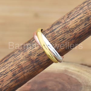 Three Rolling Band Ring, Handmade Interlocked Ring, 3mm Band Ring, 925 Sterling Silver Ring, Birthday Jewelry, Multi Ring, Christmas Gift