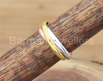 Anello girevole fatto a mano in argento sterling 925: gioielli con tripla fascia intrecciata