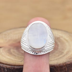 Rainbow Moonstone Ring: Handmade 925 Sterling Silver Statement Jewelry