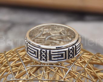 925 Sterling Silver Vintage Greek Maze Band Ring Size 8.75 - Etsy