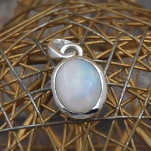 Oval Opal Sterling Silver Pendant - 925 Silver Party Jewelry