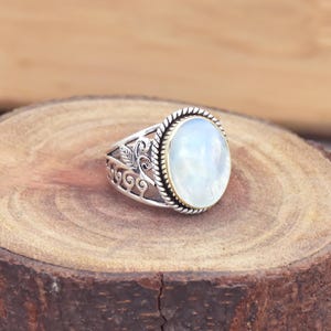 Natural Moonstone Ring: 925 Sterling Silver Gemstone Jewelry