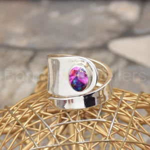 Pink Oyster Turquoise Ring: Handmade 925 Sterling Silver Gemstone