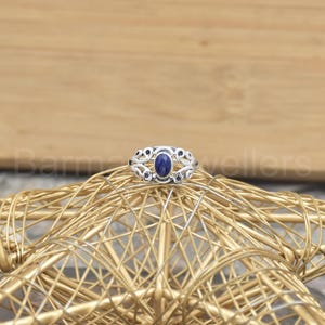 Handmade Lapis Lazuli Ring: 925 Sterling Silver Oval Gemstone Jewelry
