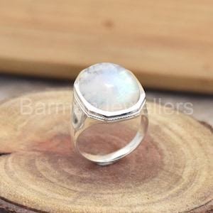 Echte maansteenring, 925 sterlingzilveren ring, handgemaakte ring, boho-ring, regenboog maansteenring, boho-ring, zilveren sieraden, cadeauring