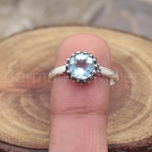 Blue Topaz Gemstone 925 Sterling Silver Ring: Handmade Promise Ring