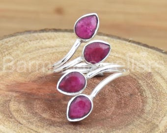 925 Sterling Silver Indian Ruby Ring, July Birthstone Jewelry, Handmade Statement Rings For Gift