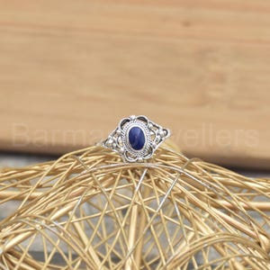 Handmade Lapis Lazuli Ring: 925 Sterling Silver Designer Jewelry