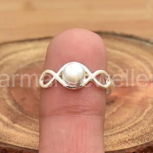 Freshwater Pearl 925 Sterling Silver Ring: Natural Gemstone Statement Jewelry