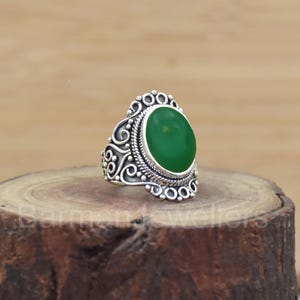 Green Onyx 925 Sterling Silver Ring: Handmade Gemstone Jewelry