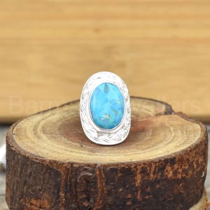 Handmade Mohave Turquoise Ring: Oval 925 Sterling Silver Jewelry