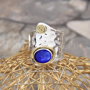 Lapis Lazuli Ring: Handmade 925 Sterling Silver Adjustable Gemstone