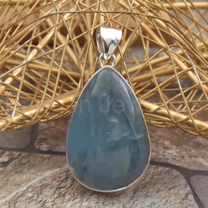 Aquamarine Gemstone Silver Pendant, 925 Sterling Handmade Pendant, Pendant for Girls, Silver Jewelry, Natural Design Pendant, Gift Pendant
