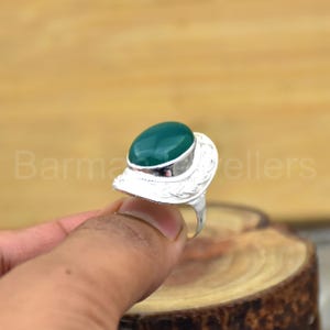 Green Onyx Sterling Silver Ring: Handmade Designer Gemstone Jewelry