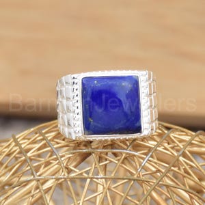 Lapis Gemstone Ring: Handmade 925 Sterling Silver Boho Jewelry
