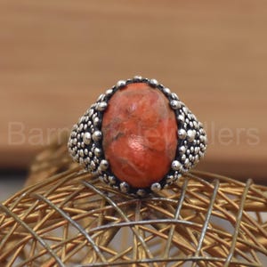 Handmade Sponge Coral Ring: 925 Sterling Silver Party Jewelry
