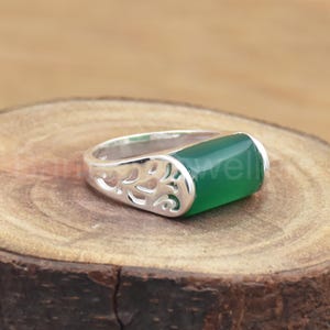 Green Onyx 925 Sterling Silver Ring: Handmade Wedding Jewelry