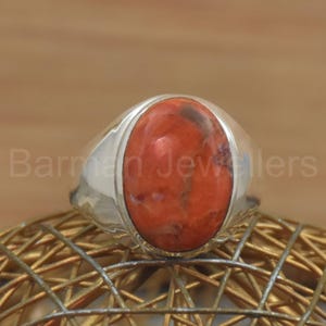 Oval Sponge Coral Ring, Ring for Girls and Boys, 925 Sterling Silver Handmade Ring, Bohemian Silver Ring, Daily wear Light Weight Ring