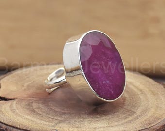Anillo de rubí indio hecho a mano: joyería ajustable de plata de ley 925