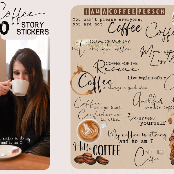 Coffee Instagram Story Stickers, Coffee Instagram Stickers, Instagram Stickers, Instagram Story, Instagram Sticker, Coffee Quote Stickers