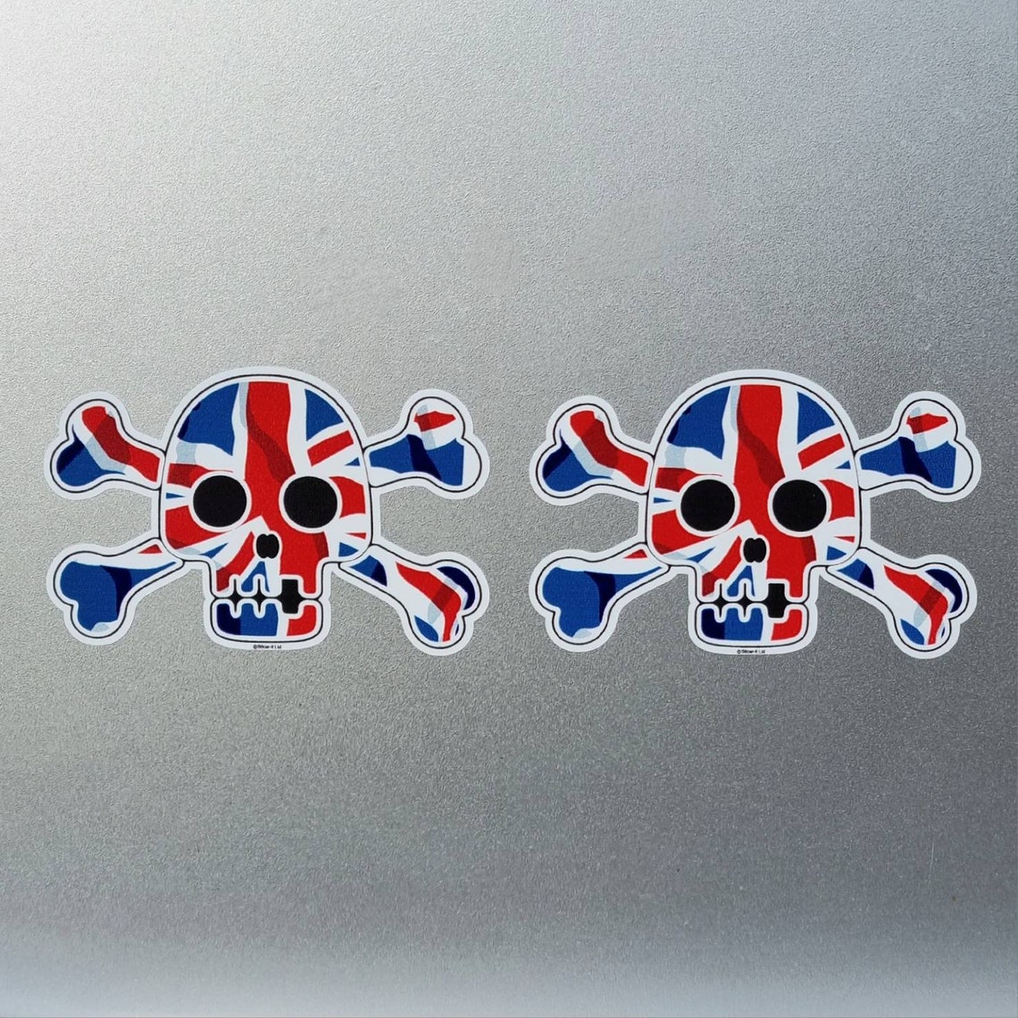 2x UK British Union Jack Flag Pirate Skull & Crossbones Vinyl Sticker ...