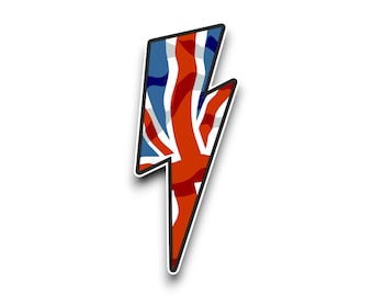 Lightning Bolt With UK British Flag Vinyl Sticker Decal For Car Van Laptop Window Motorbike Helmet Toolbox Scrapbook (Choose Size)