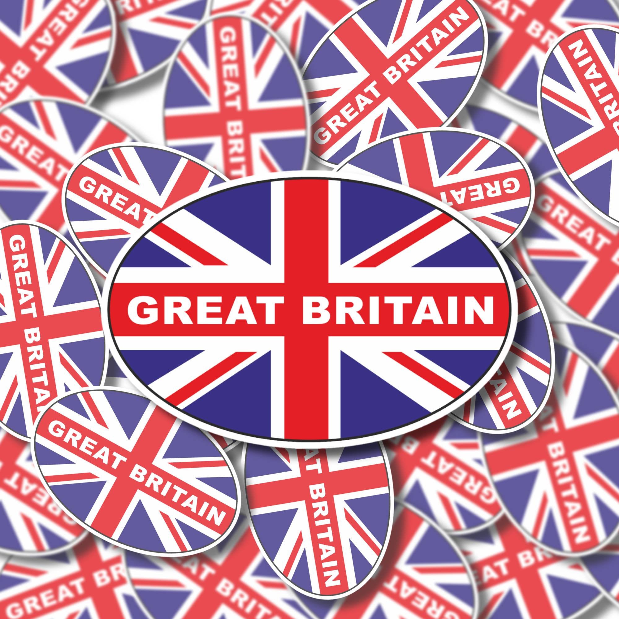 Great Britain UK British Union Jack Flag Oval Vinyl Bumper Sticker ...
