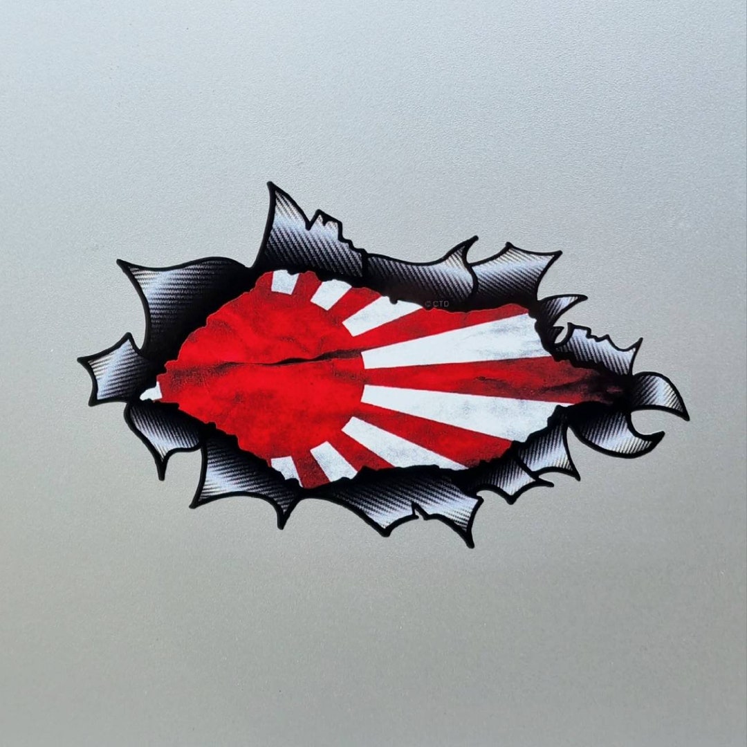 Japanese Rising Sun Vinyl Japanese Rising Sun Flag Ripped Carbon Fibre Oval Vinyl - Etsy