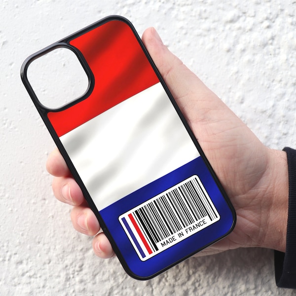 French Flag Made In France Barcode Phone Case Cover For iPhone 14 13 12 11 X/XS XR SE 7/8 & Samsung S22 Ultra S22+ S22 S21+ S21