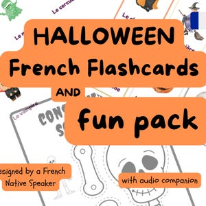 FRENCH Flashcards Halloween and ACTIVITIES France Printable Educational Toddlers PRE-K Homeschool Print at Home funpack!