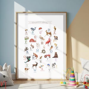 French Colorful ABC Cute Wall Print Poster Playroom Printable Kindergarten Classroom Homeschool Preschooler Decor by Native French Speaker.