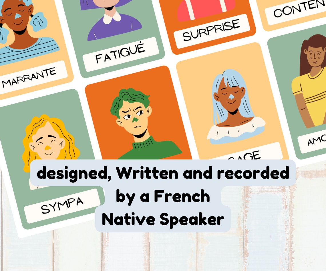 France Flashcards French Flash Cards Feelings Emotion Montessori